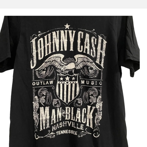 Men's JOHNNY CASH MAN IN BLACK Outlaw Music T-Shirt Medium Black NWT. Brand new - Picture 3 of 4